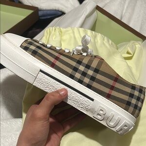 Burberry men’s Plaid Sneakers - Beige